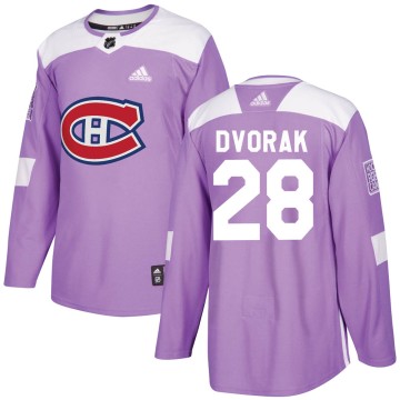 Authentic Adidas Youth Christian Dvorak Montreal Canadiens Fights Cancer Practice Jersey - Purple
