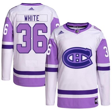 Authentic Adidas Youth Colin White Montreal Canadiens Hockey Fights Cancer Primegreen Jersey - White/Purple