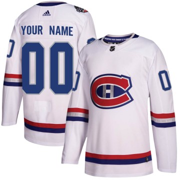 Authentic Adidas Youth Custom Montreal Canadiens 2017 100 Classic Jersey - White