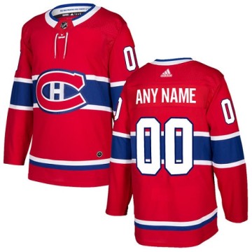 Authentic Adidas Youth Custom Montreal Canadiens Home Jersey - Red