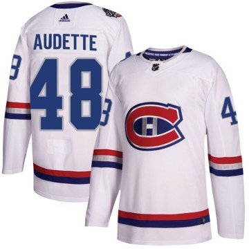 Authentic Adidas Youth Daniel Audette Montreal Canadiens 2017 100 Classic Jersey - White