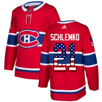 Authentic Adidas Youth David Schlemko Montreal Canadiens USA Flag Fashion Jersey - Red