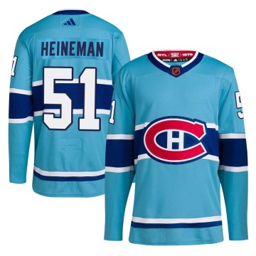 Authentic Adidas Youth Emil Heineman Montreal Canadiens Reverse Retro 2.0 Jersey - Light Blue