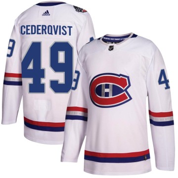 Authentic Adidas Youth Filip Cederqvist Montreal Canadiens 2017 100 Classic Jersey - White