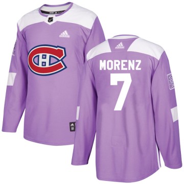 Authentic Adidas Youth Howie Morenz Montreal Canadiens Fights Cancer Practice Jersey - Purple