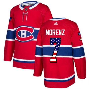 Authentic Adidas Youth Howie Morenz Montreal Canadiens USA Flag Fashion Jersey - Red