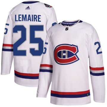Authentic Adidas Youth Jacques Lemaire Montreal Canadiens 2017 100 Classic Jersey - White