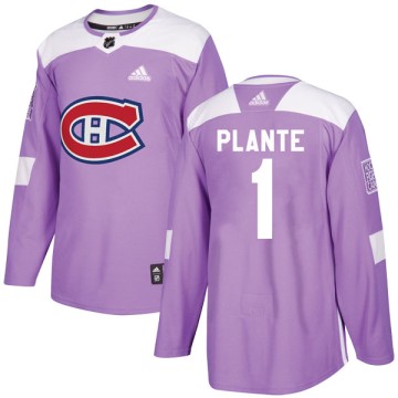 Authentic Adidas Youth Jacques Plante Montreal Canadiens Fights Cancer Practice Jersey - Purple