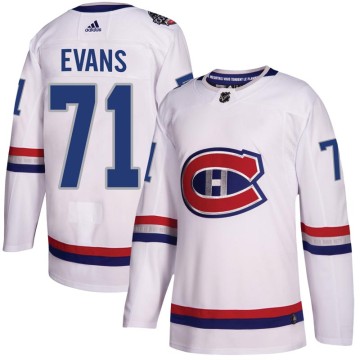 Authentic Adidas Youth Jake Evans Montreal Canadiens 2017 100 Classic Jersey - White