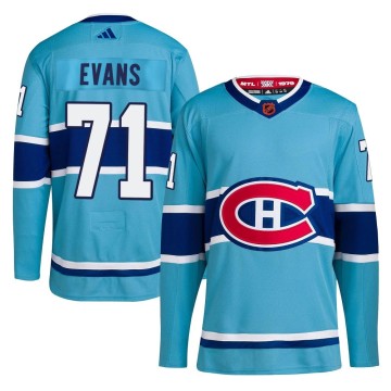 Authentic Adidas Youth Jake Evans Montreal Canadiens Reverse Retro 2.0 Jersey - Light Blue