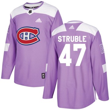 Authentic Adidas Youth Jayden Struble Montreal Canadiens Fights Cancer Practice Jersey - Purple