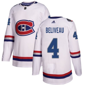 Authentic Adidas Youth Jean Beliveau Montreal Canadiens 2017 100 Classic Jersey - White