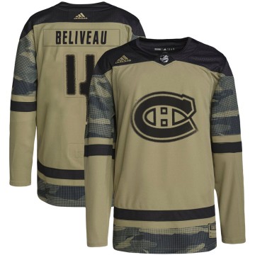 Authentic Adidas Youth Jean Beliveau Montreal Canadiens Military Appreciation Practice Jersey - Camo