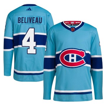 Authentic Adidas Youth Jean Beliveau Montreal Canadiens Reverse Retro 2.0 Jersey - Light Blue