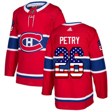 Authentic Adidas Youth Jeff Petry Montreal Canadiens USA Flag Fashion Jersey - Red