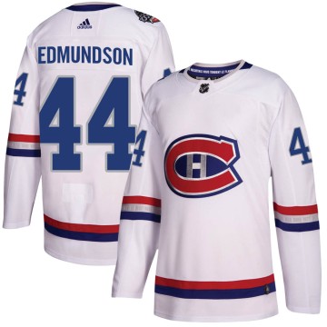 Authentic Adidas Youth Joel Edmundson Montreal Canadiens 2017 100 Classic Jersey - White