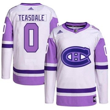 Authentic Adidas Youth Joel Teasdale Montreal Canadiens Hockey Fights Cancer Primegreen Jersey - White/Purple