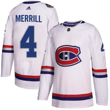 Authentic Adidas Youth Jon Merrill Montreal Canadiens 2017 100 Classic Jersey - White