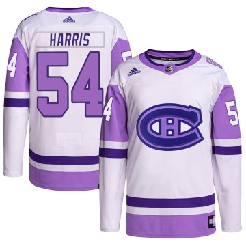 Authentic Adidas Youth Jordan Harris Montreal Canadiens Hockey Fights Cancer Primegreen Jersey - White/Purple