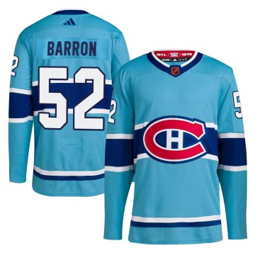 Authentic Adidas Youth Justin Barron Montreal Canadiens Reverse Retro 2.0 Jersey - Light Blue