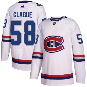 Authentic Adidas Youth Kale Clague Montreal Canadiens 2017 100 Classic Jersey - White