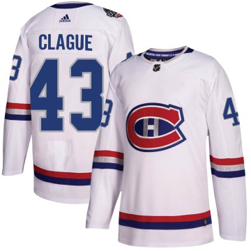 Authentic Adidas Youth Kale Clague Montreal Canadiens 2017 100 Classic Jersey - White