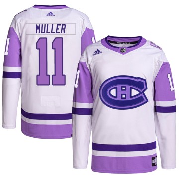 Authentic Adidas Youth Kirk Muller Montreal Canadiens Hockey Fights Cancer Primegreen Jersey - White/Purple