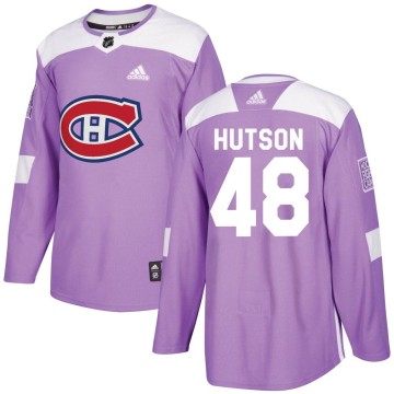 Authentic Adidas Youth Lane Hutson Montreal Canadiens Fights Cancer Practice Jersey - Purple