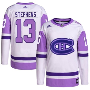 Authentic Adidas Youth Mitchell Stephens Montreal Canadiens Hockey Fights Cancer Primegreen Jersey - White/Purple