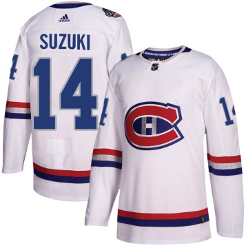 Authentic Adidas Youth Nick Suzuki Montreal Canadiens 2017 100 Classic Jersey - White
