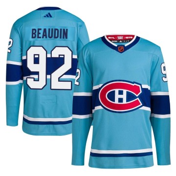 Authentic Adidas Youth Nicolas Beaudin Montreal Canadiens Reverse Retro 2.0 Jersey - Light Blue