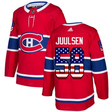 Authentic Adidas Youth Noah Juulsen Montreal Canadiens USA Flag Fashion Jersey - Red