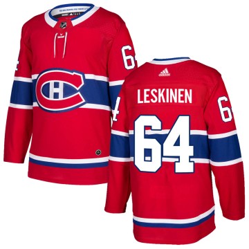 Authentic Adidas Youth Otto Leskinen Montreal Canadiens Home Jersey - Red