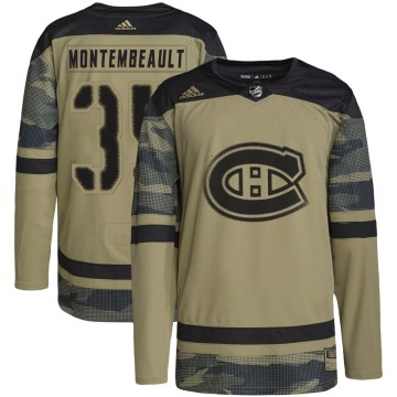 Authentic Adidas Youth Sam Montembeault Montreal Canadiens Military Appreciation Practice Jersey - Camo