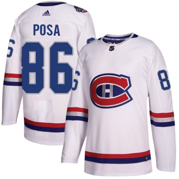 Authentic Adidas Youth Saverio Posa Montreal Canadiens 2017 100 Classic Jersey - White