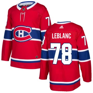 Authentic Adidas Youth Stefan LeBlanc Montreal Canadiens Home Jersey - Red