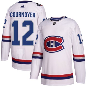 Authentic Adidas Youth Yvan Cournoyer Montreal Canadiens 2017 100 Classic Jersey - White