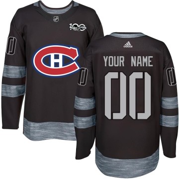 Authentic Men's Custom Montreal Canadiens Custom 1917-2017 100th Anniversary Jersey - Black