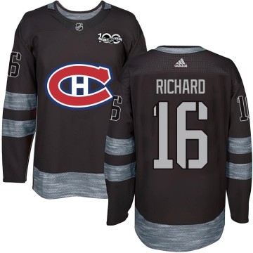 Authentic Men's Henri Richard Montreal Canadiens 1917-2017 100th Anniversary Jersey - Black
