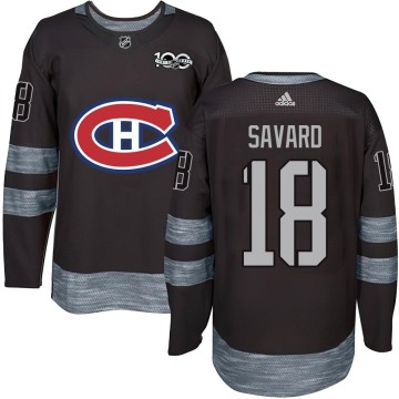 Authentic Men's Serge Savard Montreal Canadiens 1917-2017 100th Anniversary Jersey - Black