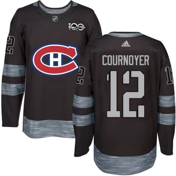Authentic Men's Yvan Cournoyer Montreal Canadiens 1917-2017 100th Anniversary Jersey - Black