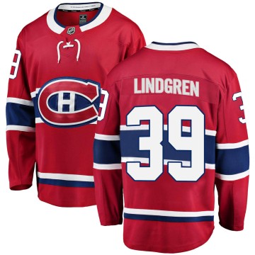 Breakaway Fanatics Branded Men's Charlie Lindgren Montreal Canadiens Home Jersey - Red