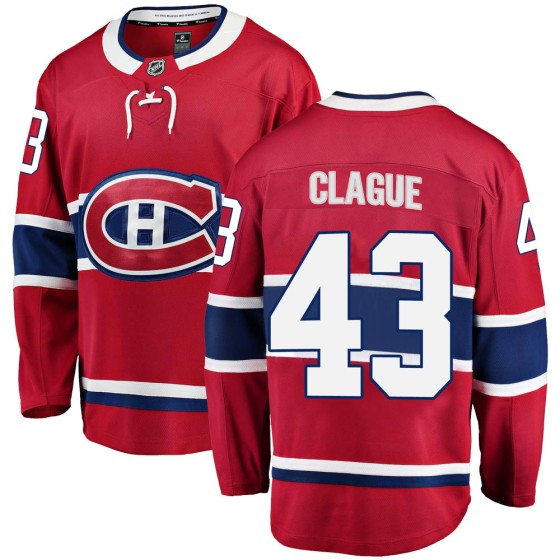 Breakaway Fanatics Branded Men's Kale Clague Montreal Canadiens Home Jersey - Red