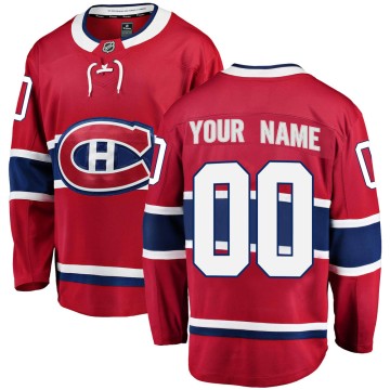 Breakaway Fanatics Branded Youth Custom Montreal Canadiens Home Jersey - Red