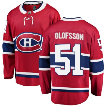 Breakaway Fanatics Branded Youth Gustav Olofsson Montreal Canadiens ized Home Jersey - Red