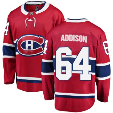 Breakaway Fanatics Branded Youth Jeremiah Addison Montreal Canadiens Home Jersey - Red