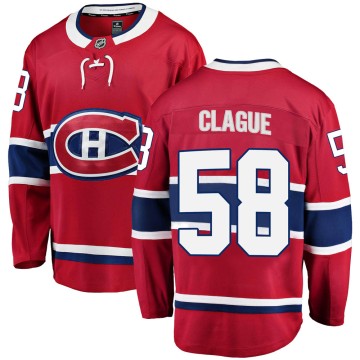 Breakaway Fanatics Branded Youth Kale Clague Montreal Canadiens Home Jersey - Red